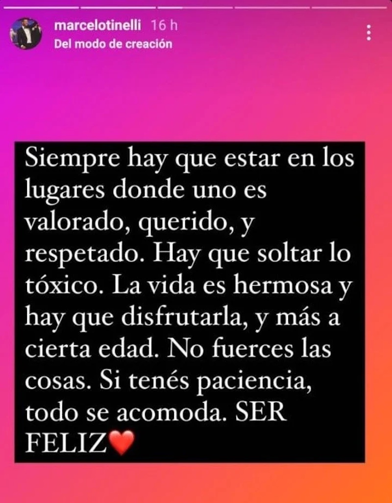 El mensaje enigmático de Marcelo Tinelli en Instagram