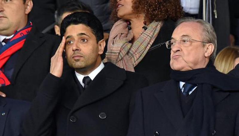 El presidente del PSG junto a su par del Real Madrid.