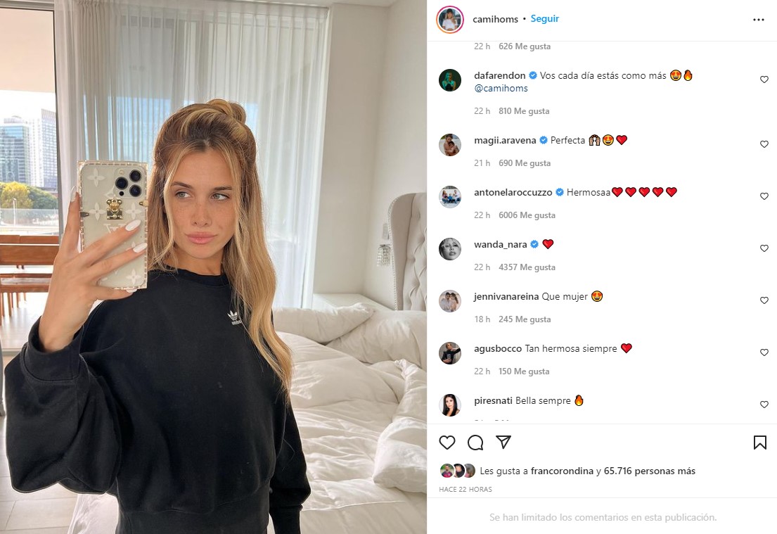 El posteo de Camila Homs donde recibió el apoyo de Wanda Nara y Antonela Roccuzzo.