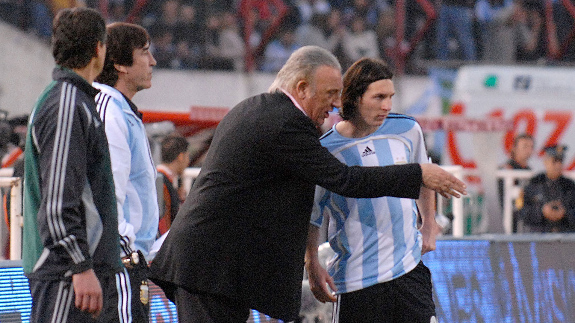 Coco Basile junto a Lionel Messi.