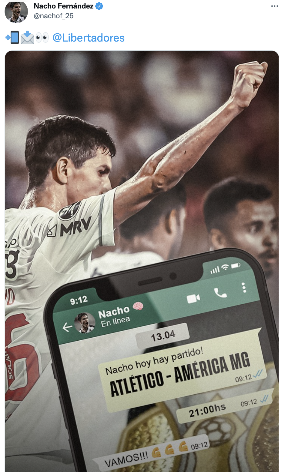 El posteo de Nacho Fernández en su cuenta de Twitter.