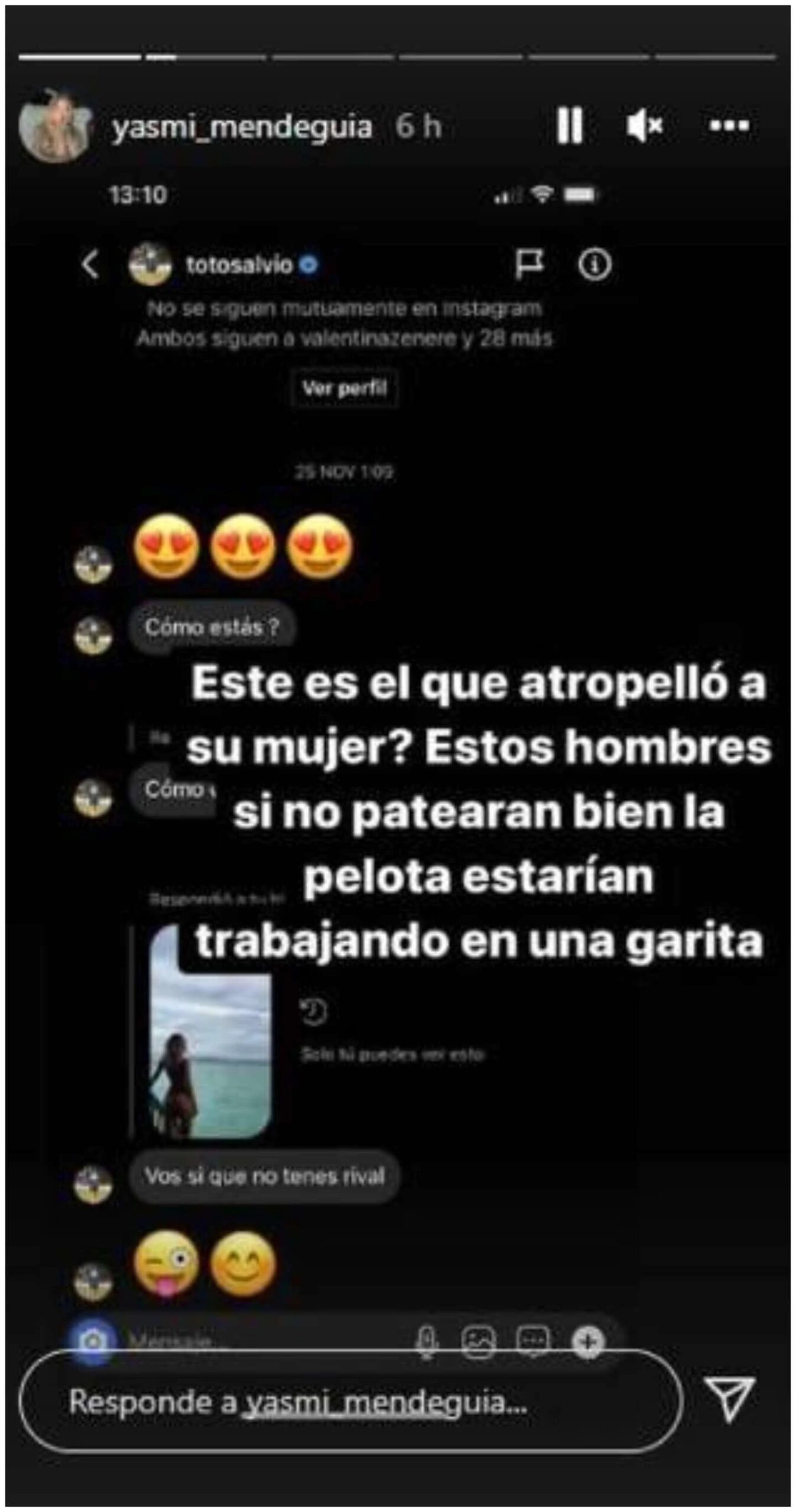 El posteo de Yasmila Mendeguía "escrachando" al Toto Salvio