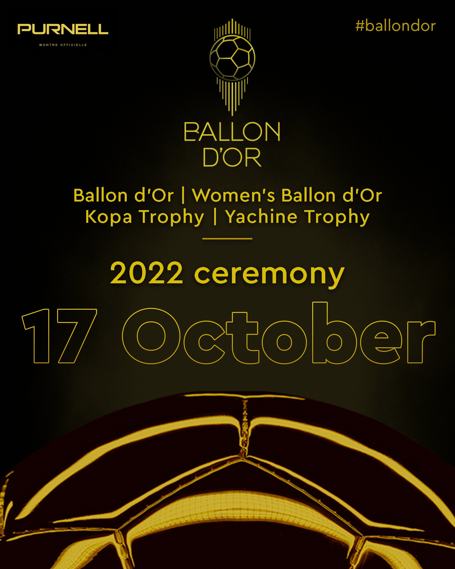 El flyer publicado por France Football confirmando las fechas del Balón de Oro.