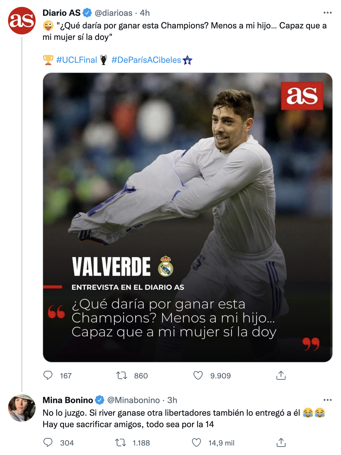 La respuesta de Mina Bonino a Fede Valverde