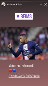 Posteo Mbappé PSG