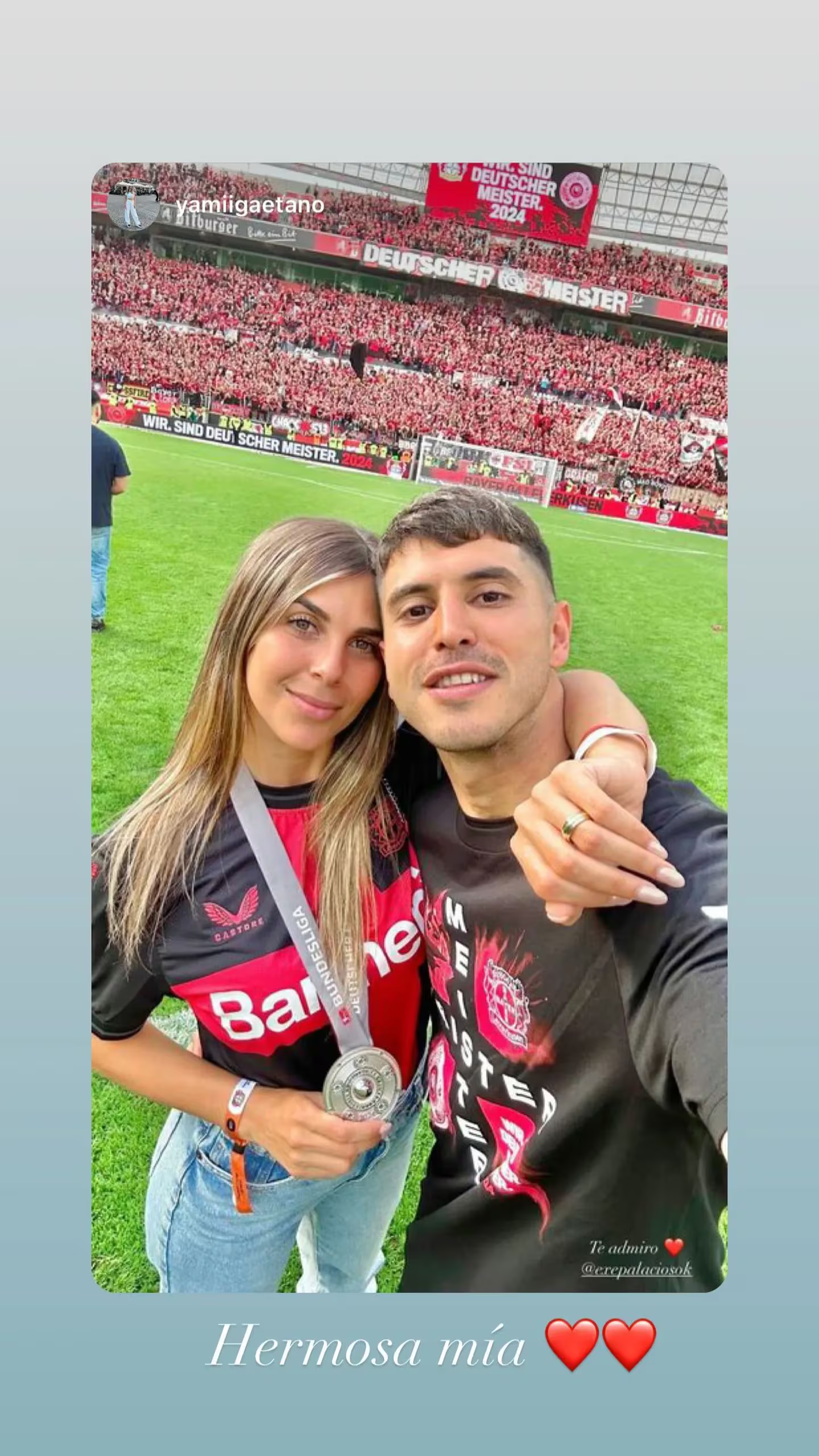 Exequiel Palacios fue una de las figuras del Bayer Leverkusen y aprovechó estos días para festejar con su nueva pareja.
