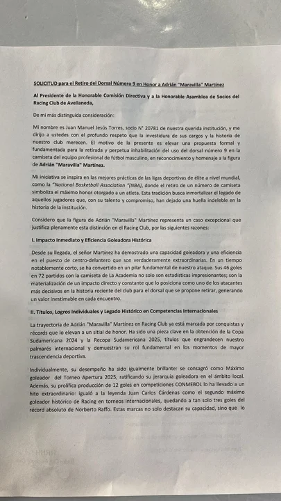 Maravilla Martínez: piden retirar la camiseta 9. El pedido se le realizó a la dirigencia, por las actuaciones del gran delantero.